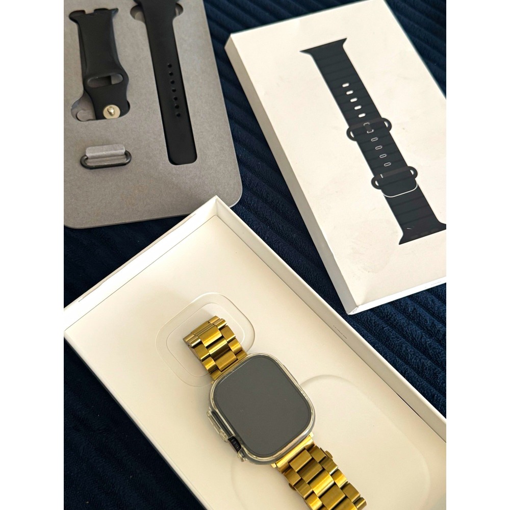 Apple Watch Ultra 49mm Silver Metal Case 32GB w/ Gold Metal & Black Band